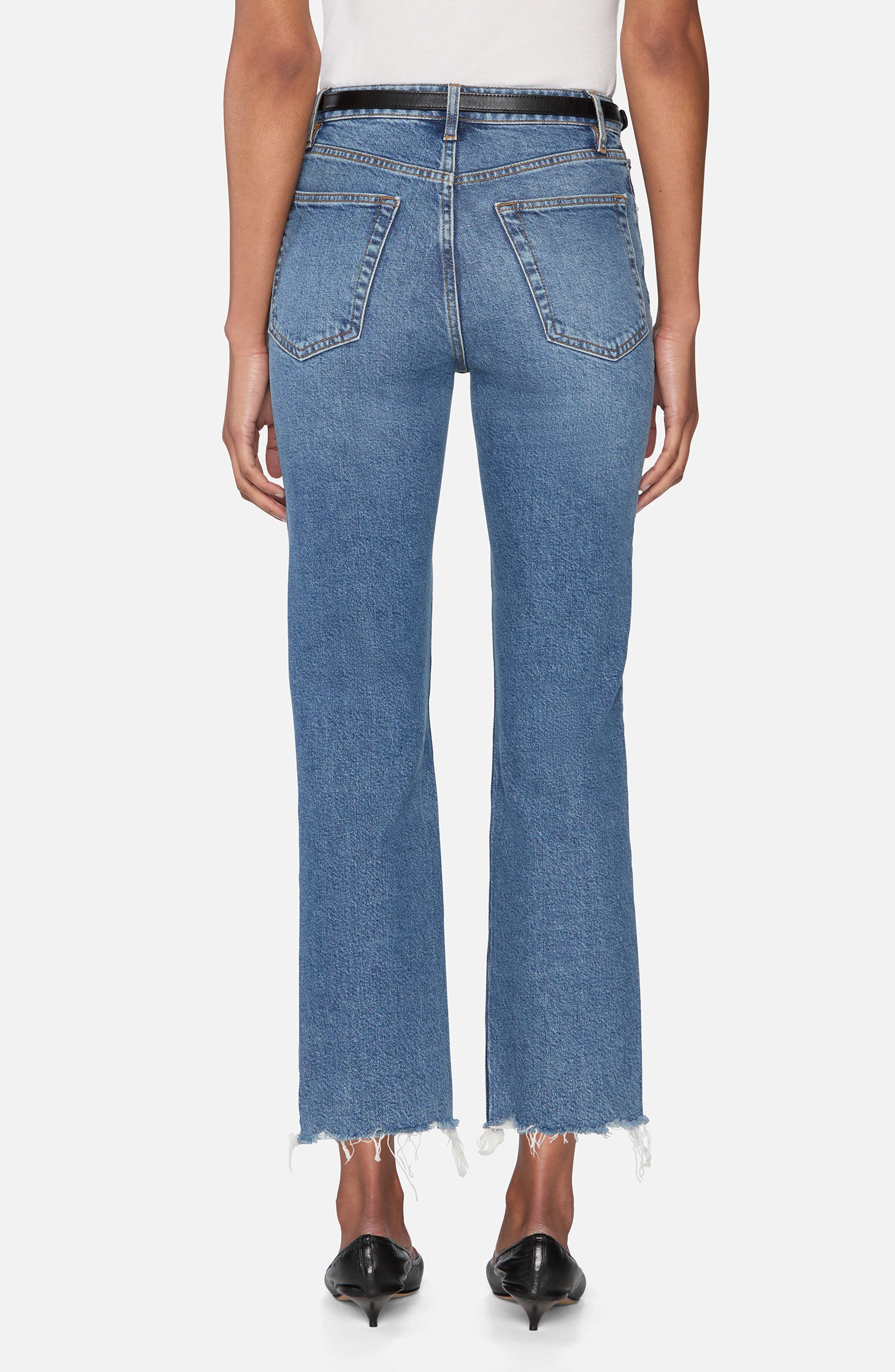 FRAME The Ruler Frayed High Waist Ankle Straight Leg Jeans in Stash Destructed Fray at Nordstrom - 2