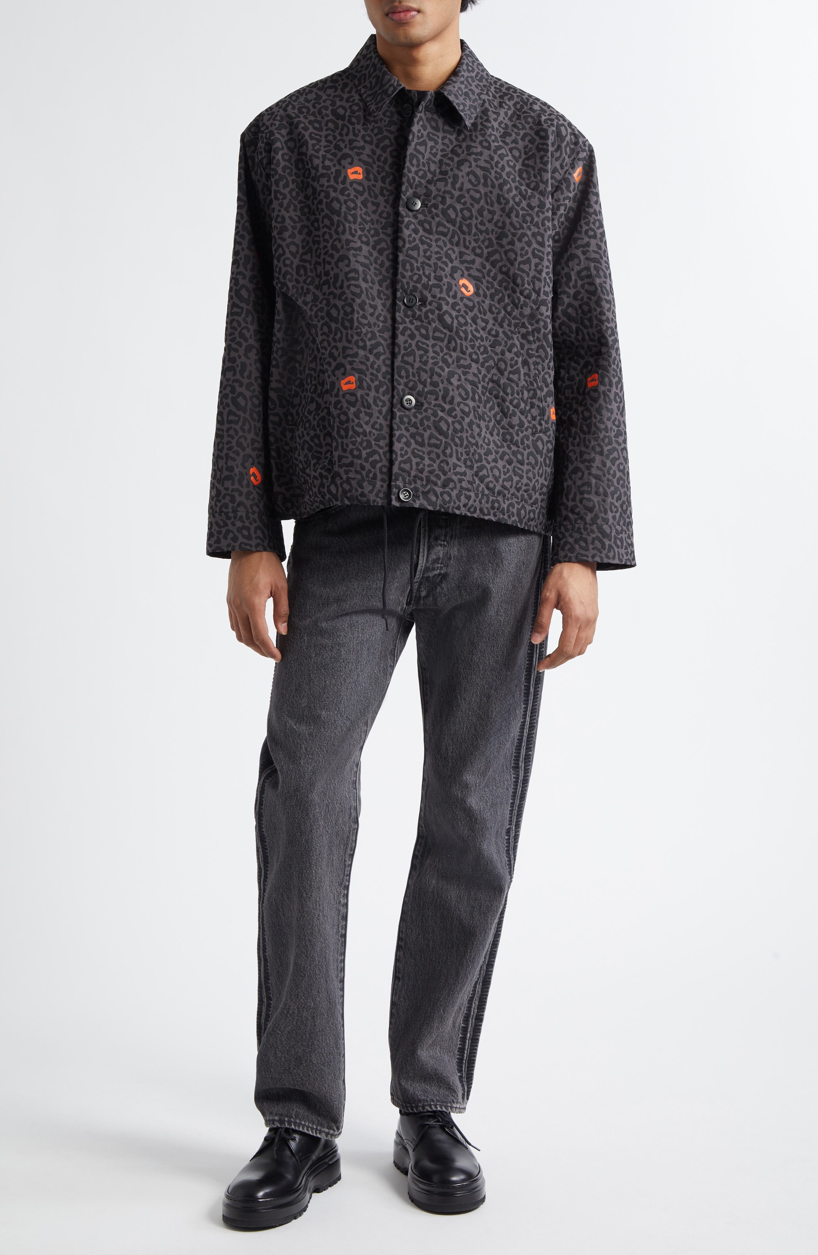 Undercover Leopard Print Coach's Jacket in Gray Base at Nordstrom - 2
