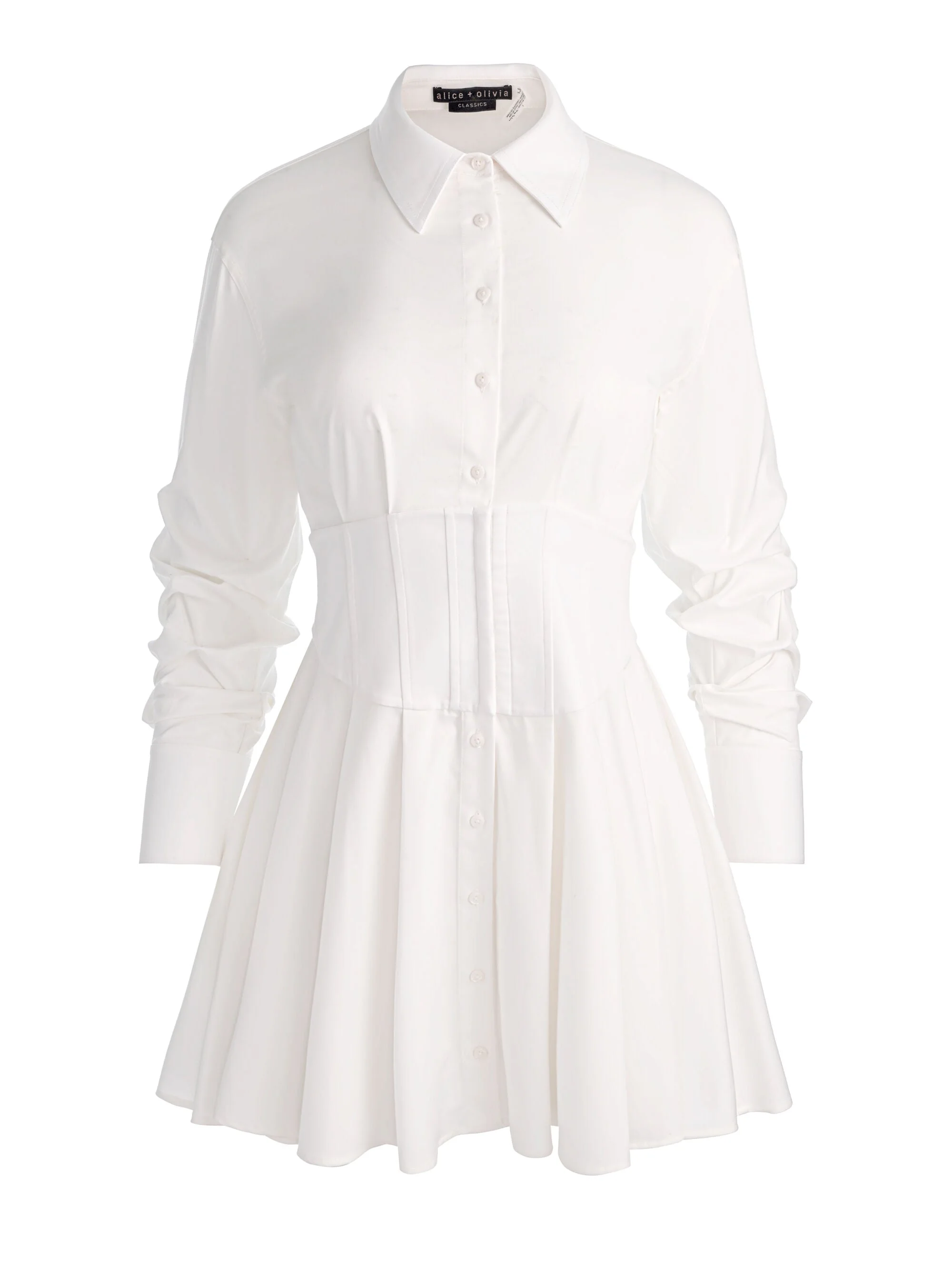 EDIE CORSET MINI SHIRT DRESS - OFF WHITE - 1