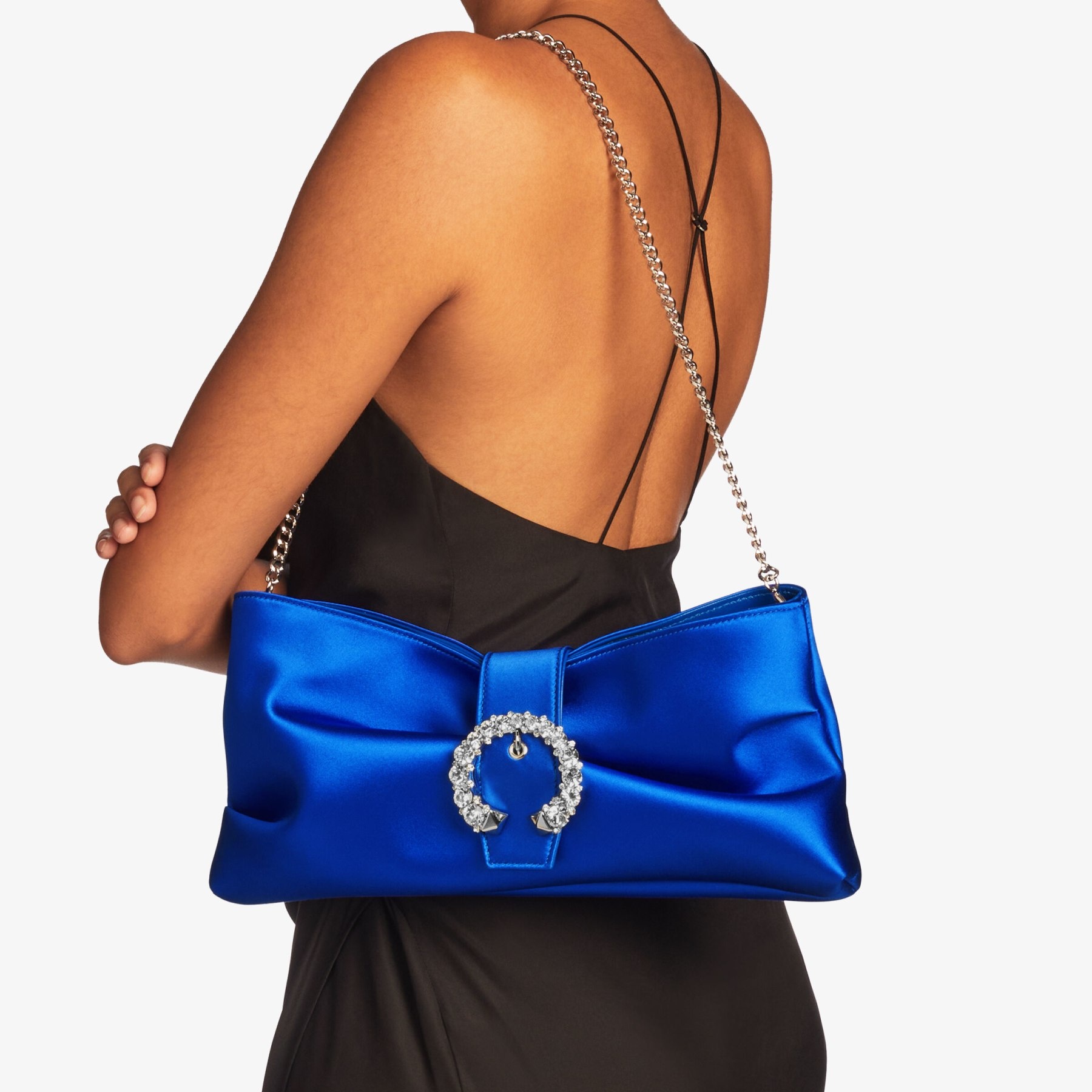 Madeline Soft Clutch
Ultraviolet Satin Clutch Bag with Crystal Buckle - 2
