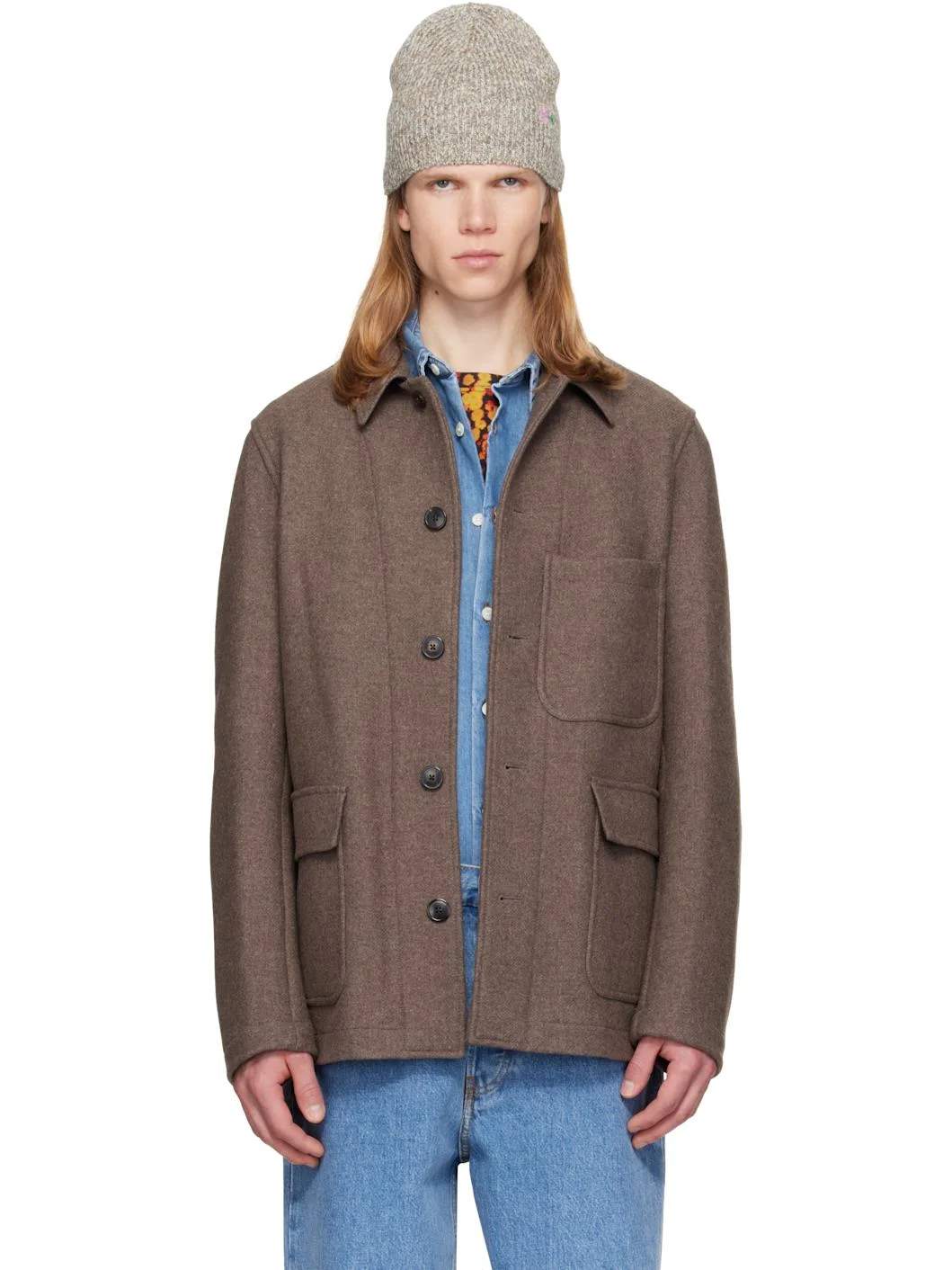 Taupe Wool Melton Jacket - 1