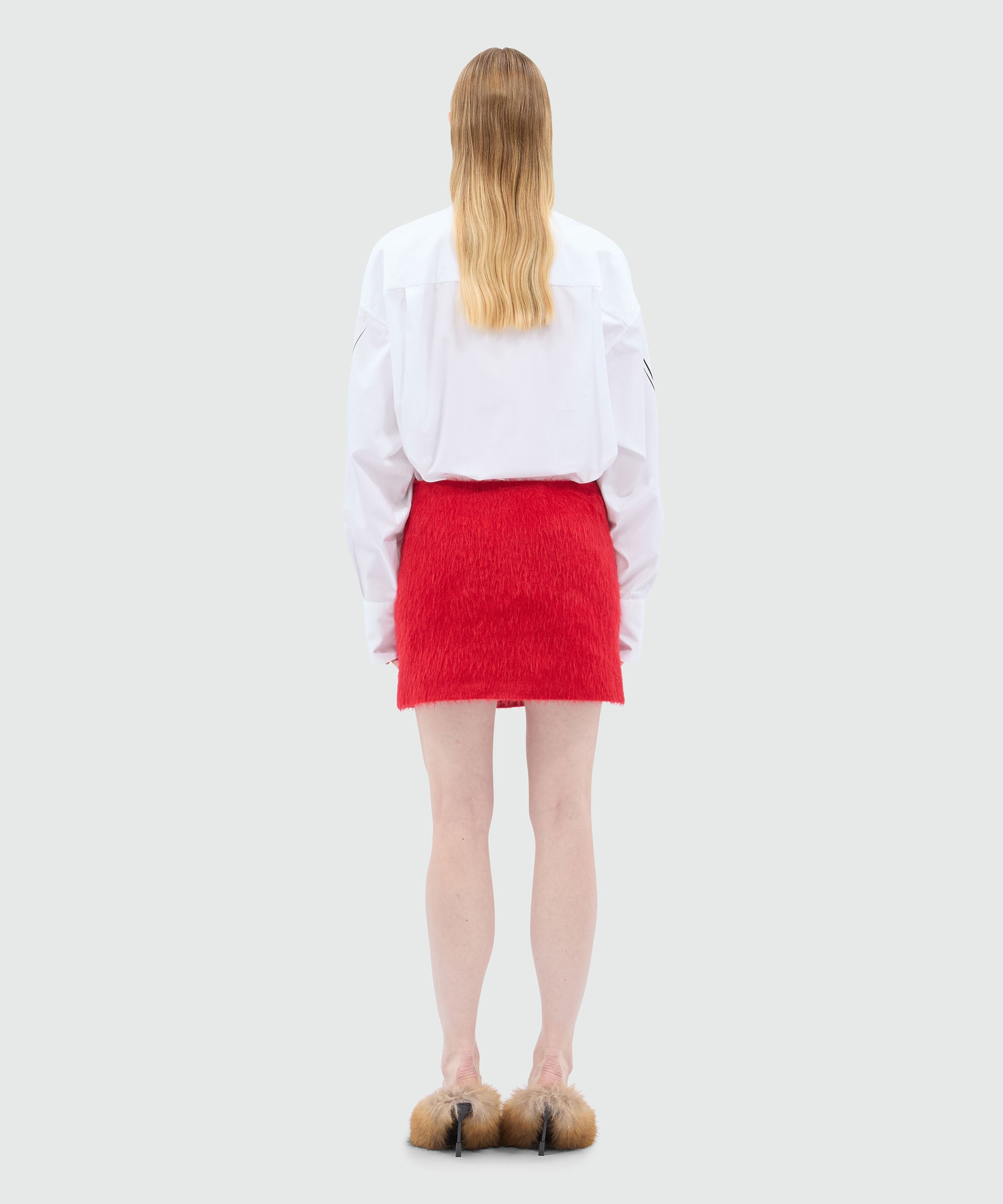 Red miniskirt in brushed wool felt - 3