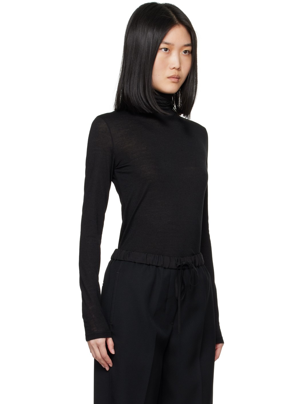 Black Bonded Logo Turtleneck - 2