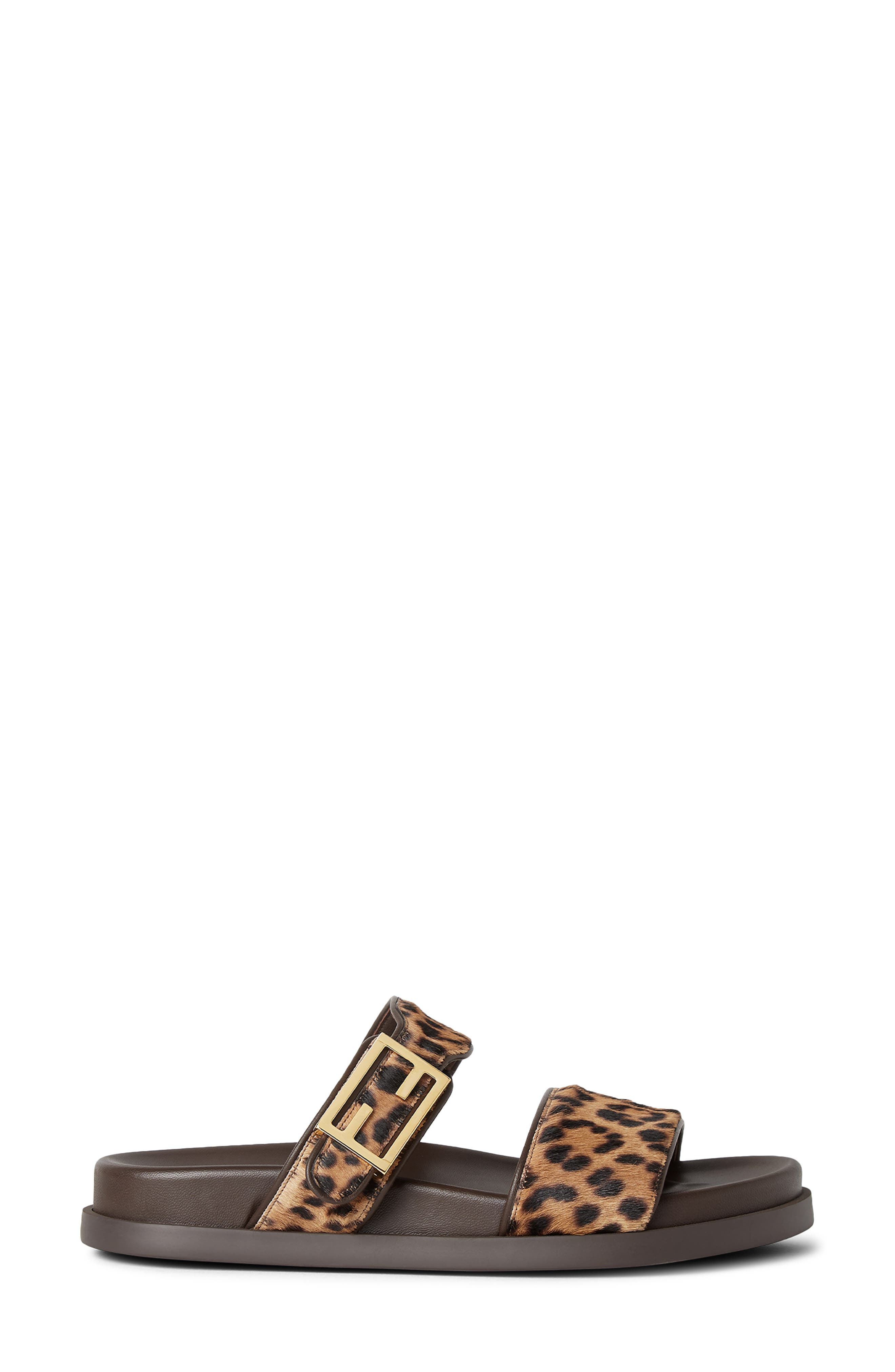 'Fendi Feel Genuine Calf Hair Slide Sandal in Marrone Brown Print Calf Hair at Nordstrom - 2