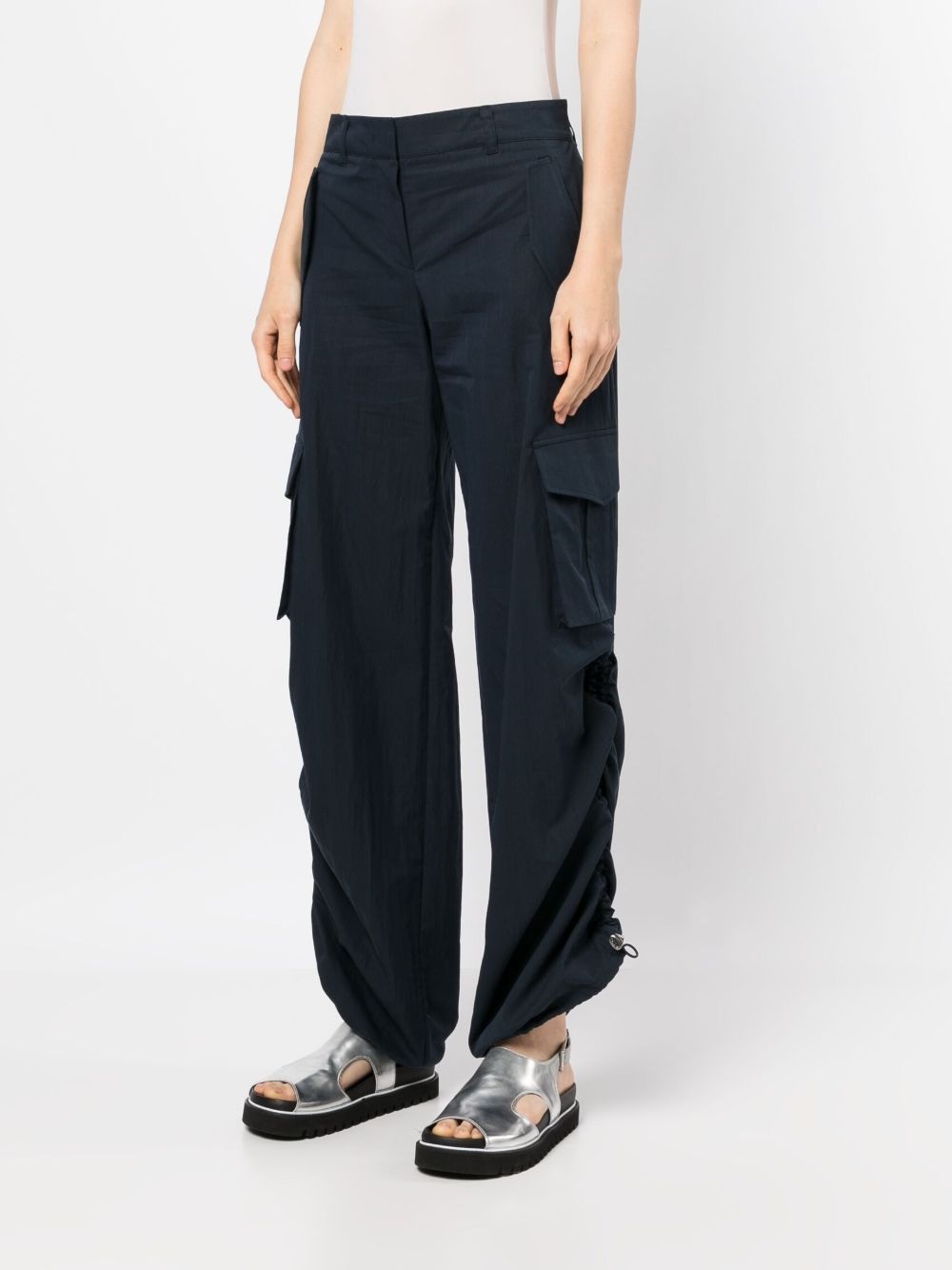 drawstring wide-leg trousers - 3