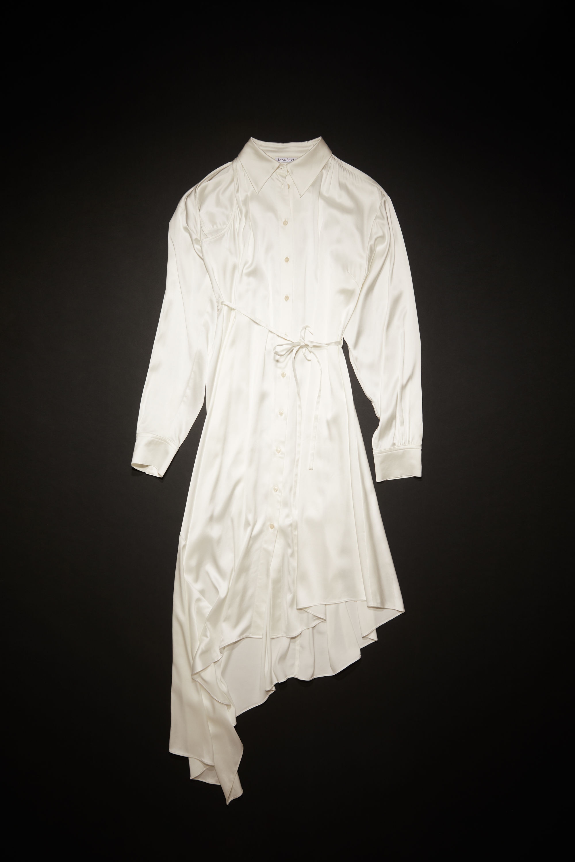 Satin shirt dress - White - 8