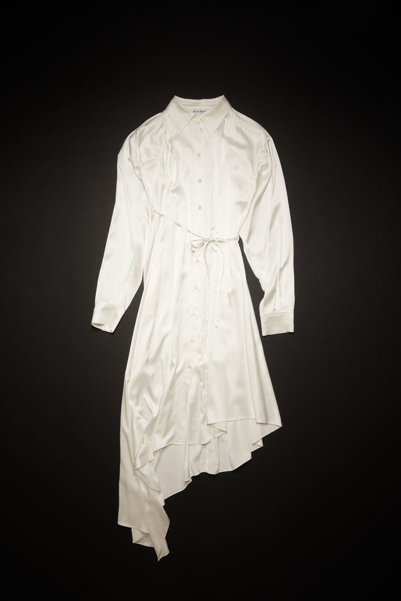 Satin shirt dress - White 8