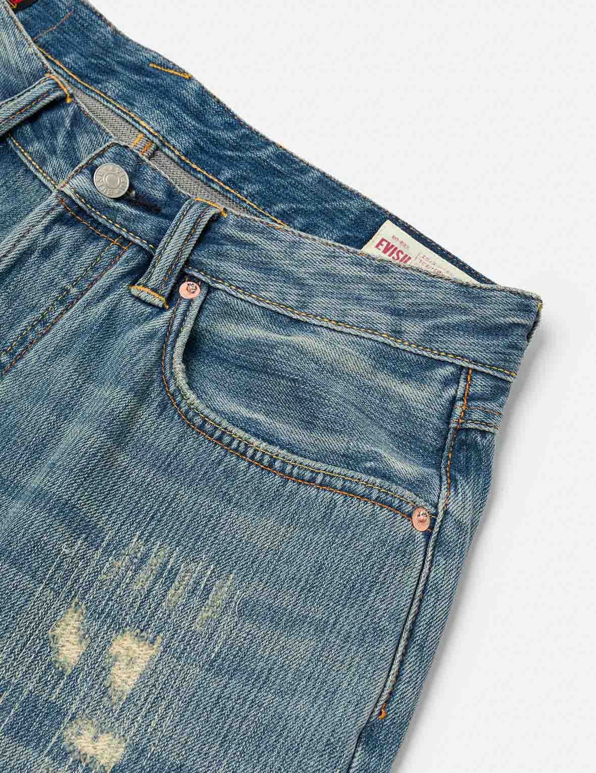 Seagull Print Regular Fit Denim Shorts - 10