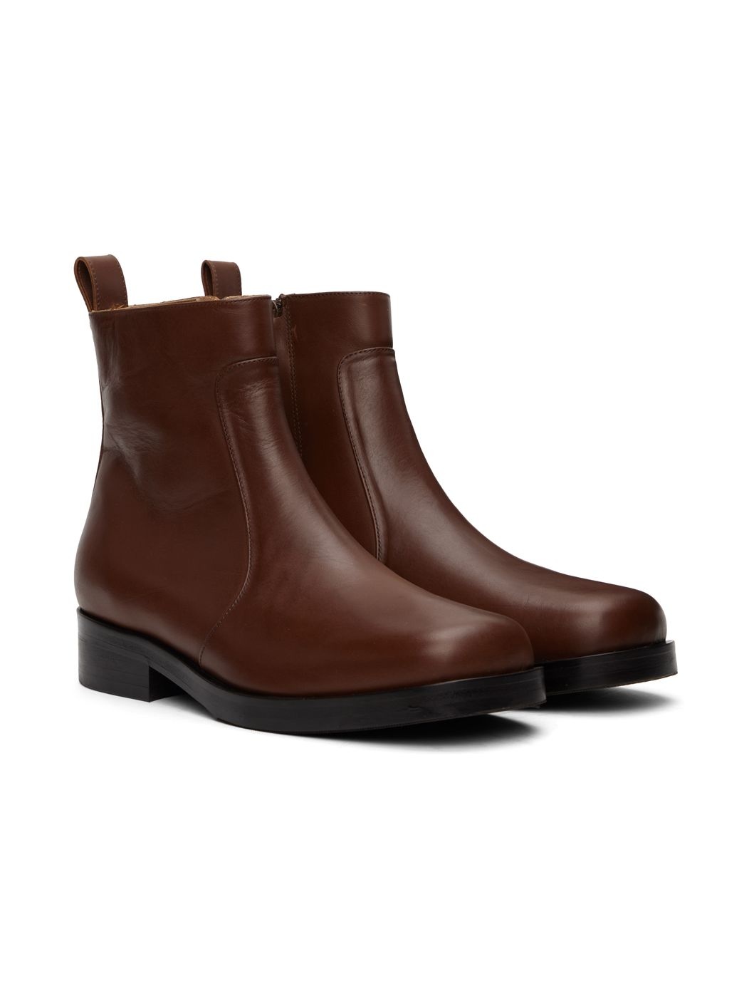Brown Square Boots - 4
