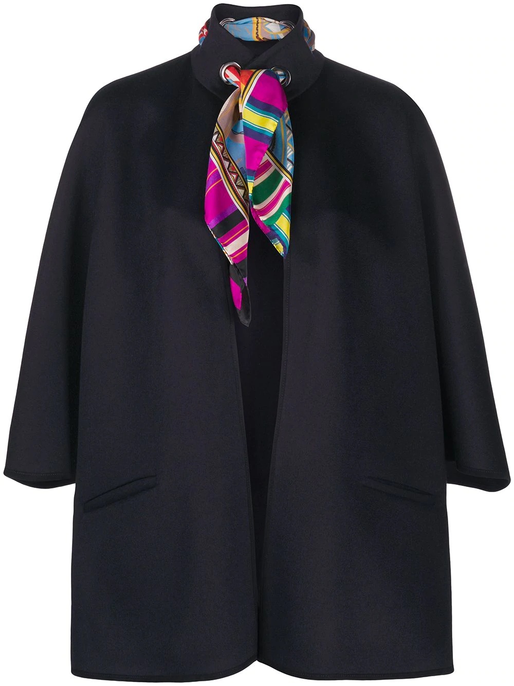 scarf-tie cape-effect coat - 1