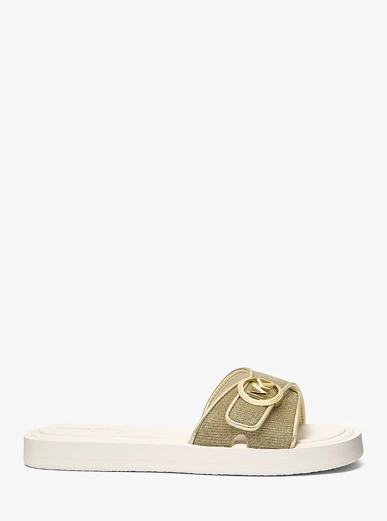 Glitter Chain Mesh Logo Slide Sandal - 1