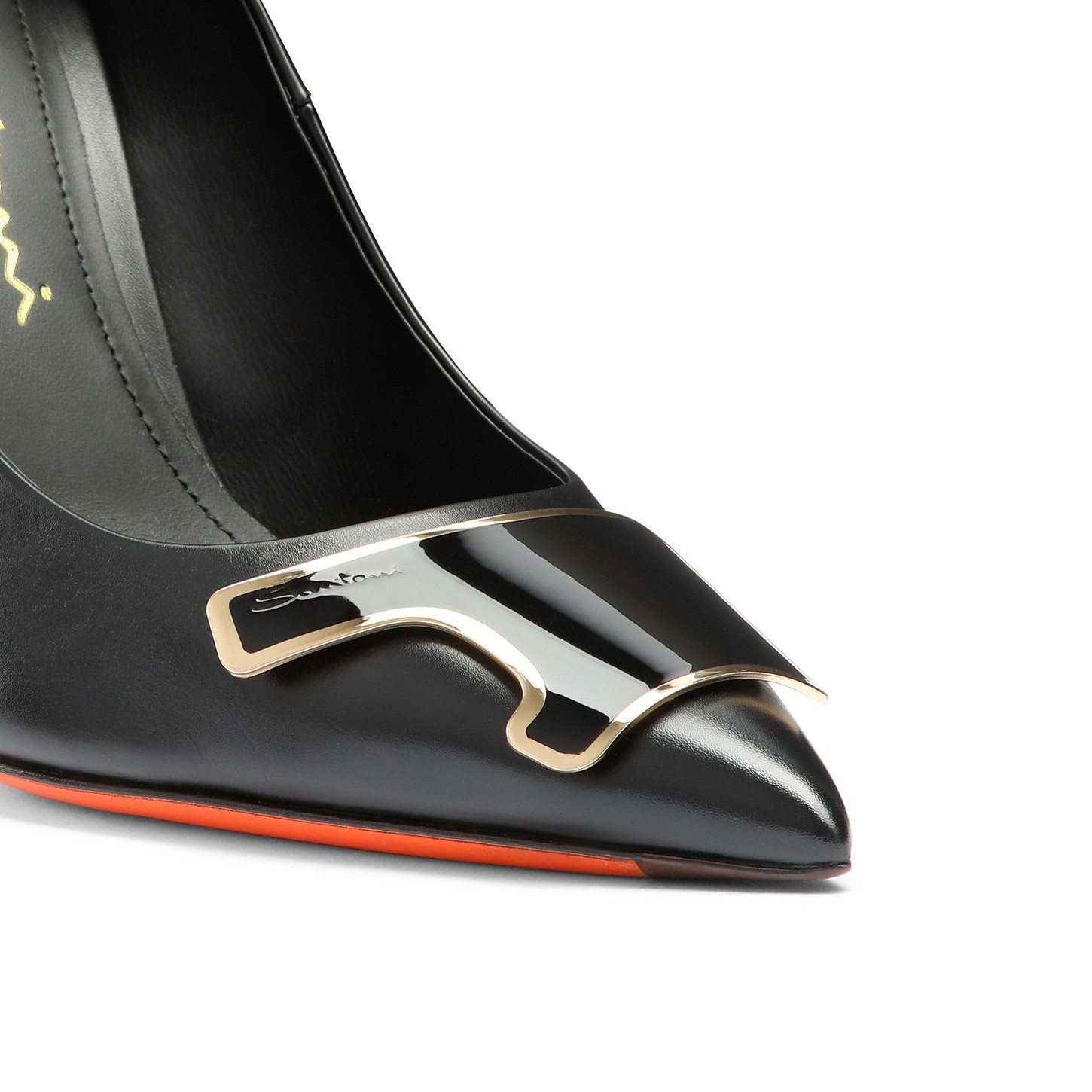 Women's black leather high-heel Santoni Sibille pump - 6