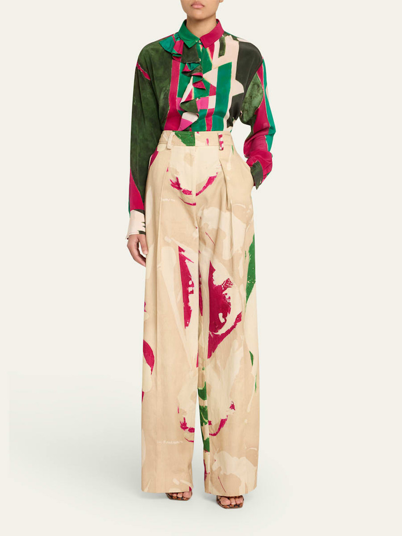 ULLA JOHNSON UJ x Lee Krasner Study Abstract Ruffle Blouse outlook