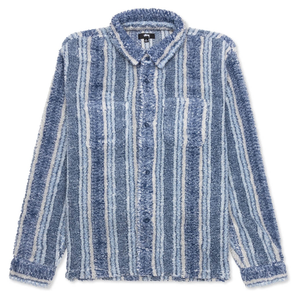 STRIPE SHERPA SHIRT - INDIGO - 1