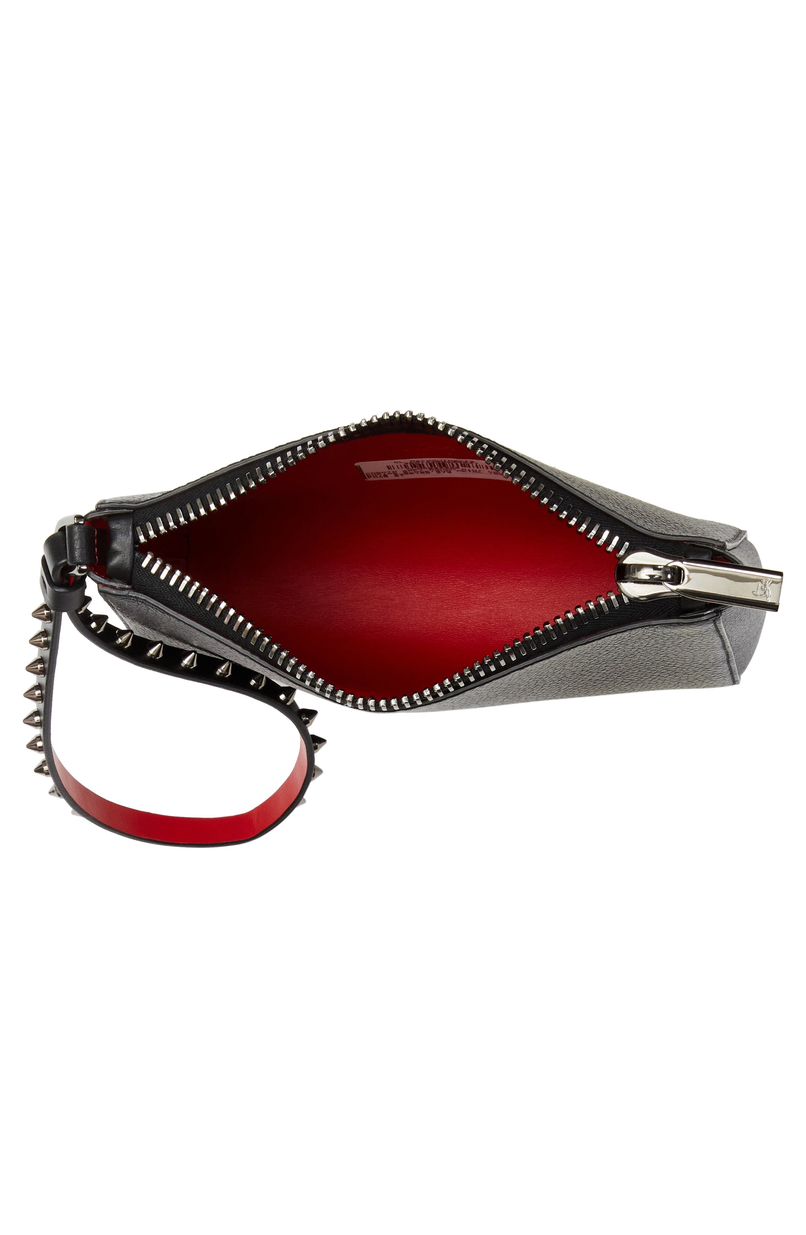 Christian Louboutin Mini Cabata Soft Leather Pouch in Black/Gun Metal at Nordstrom - 4