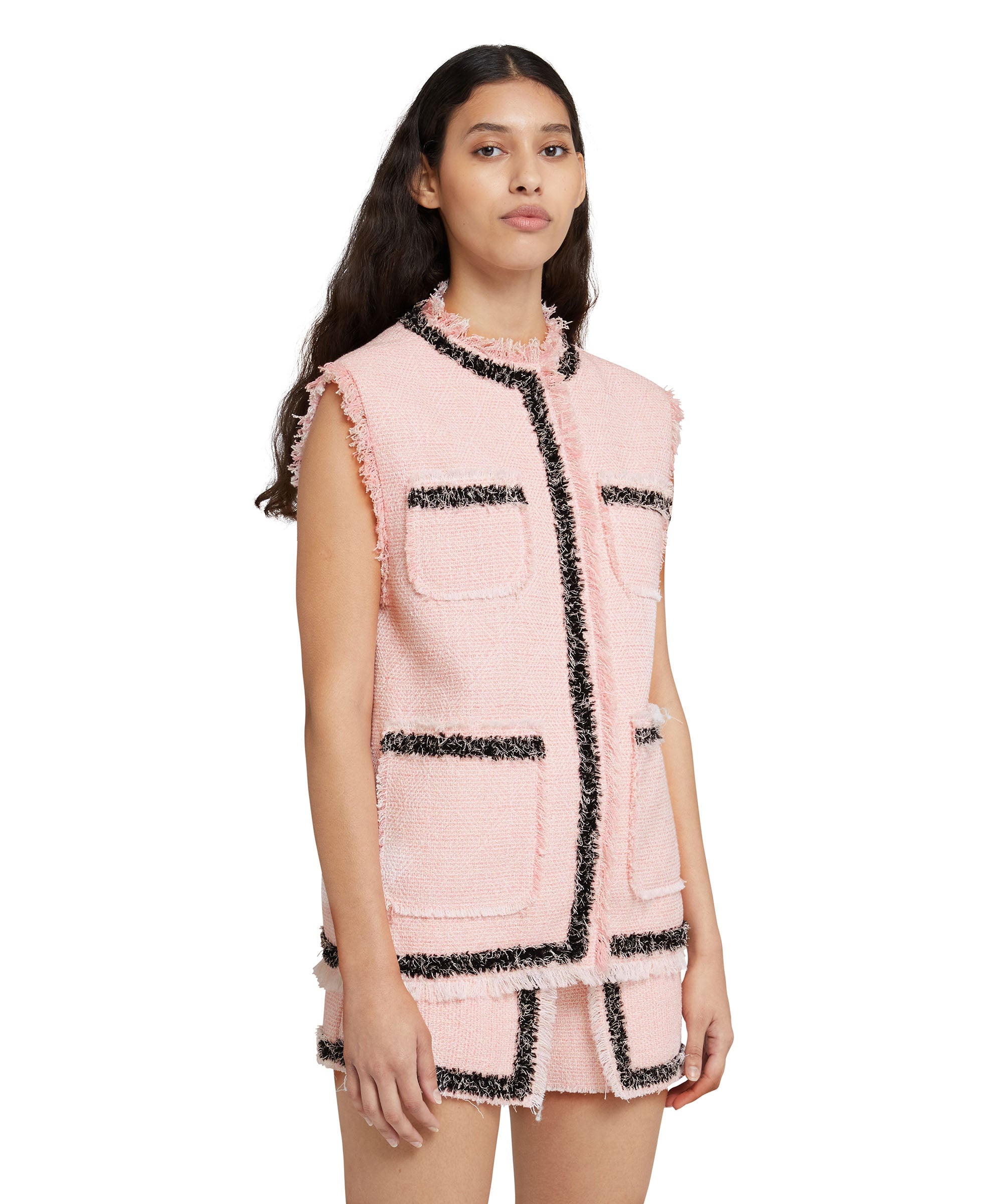 Tweed cotton vest with trimmed border - 5