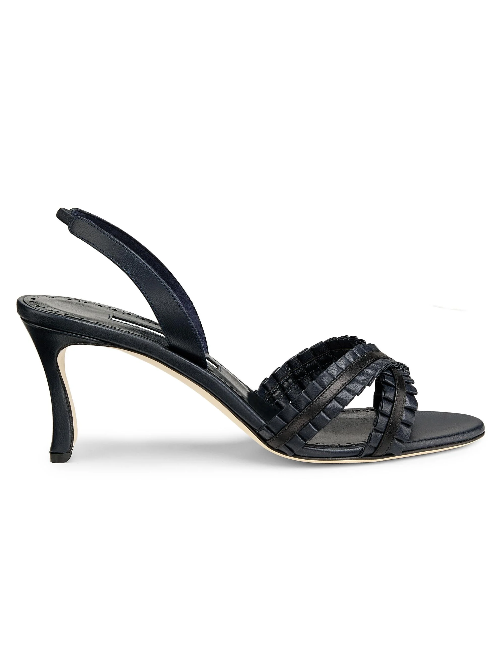 Women's Volusan 70MM Leather Slanted-Heel Sandals - Navy Black - 1