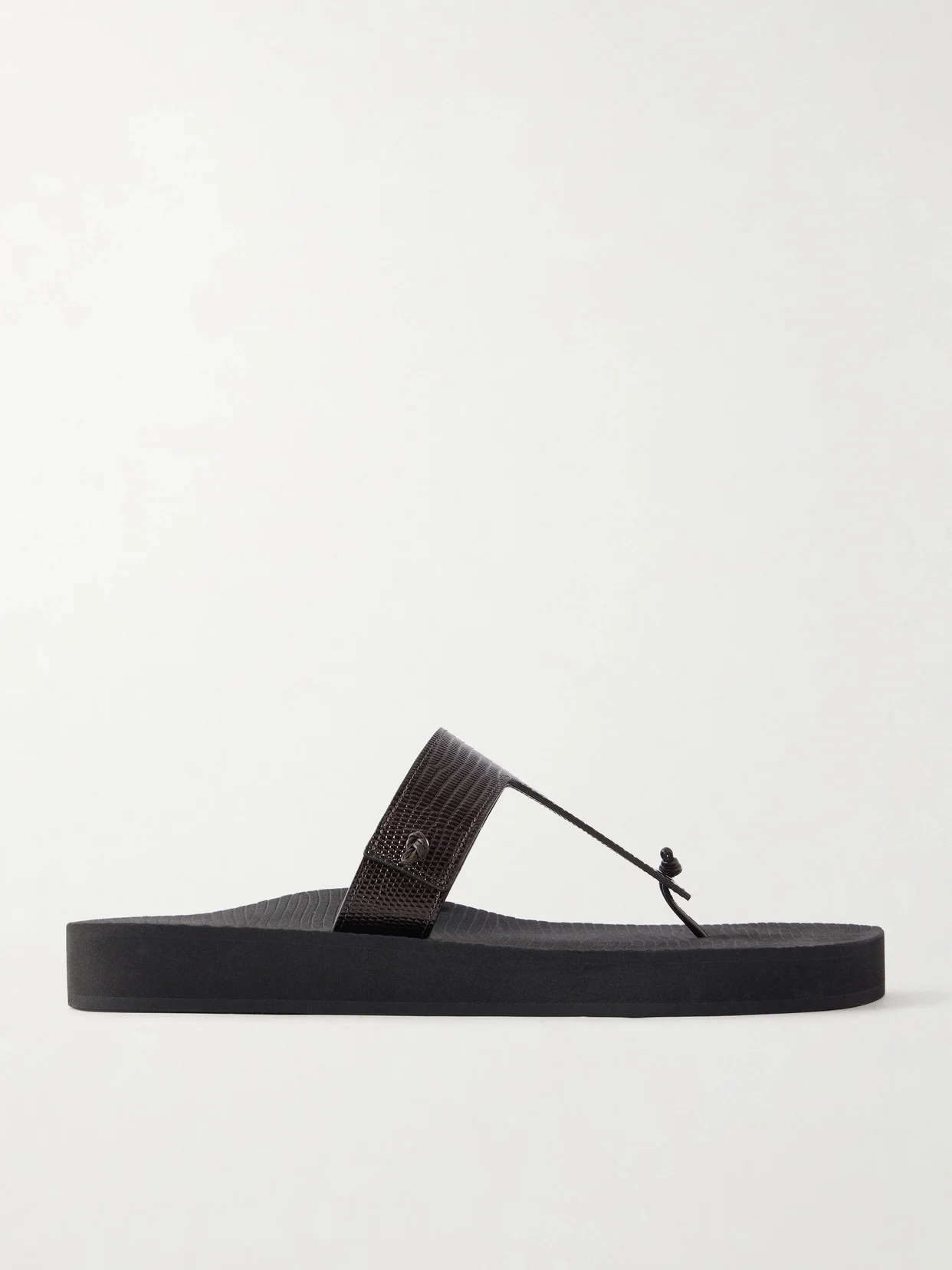 Edge Lizard-effect Leather Flip Flops - 1