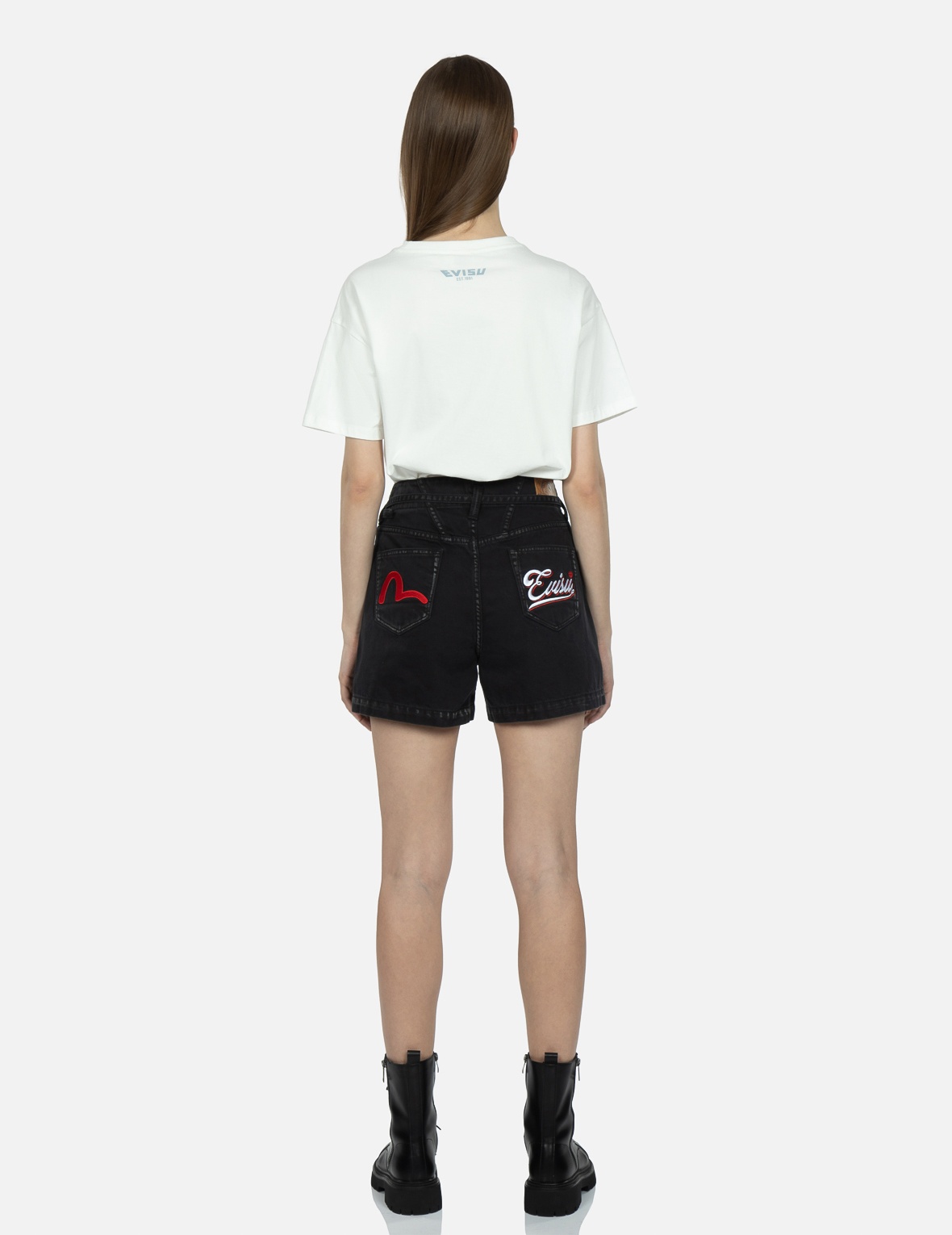 SEAGULL AND 3D LOGO EMBROIDERY DENIM SHORTS - 5