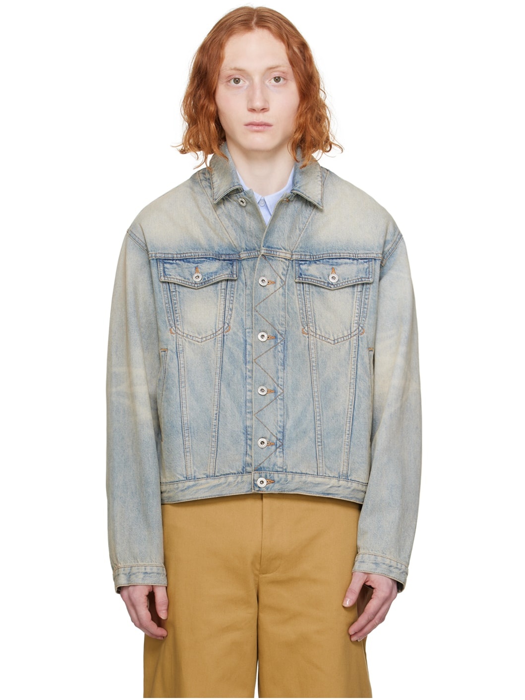 Blue Kenzo Paris Drawn Varsity Denim Jacket - 1