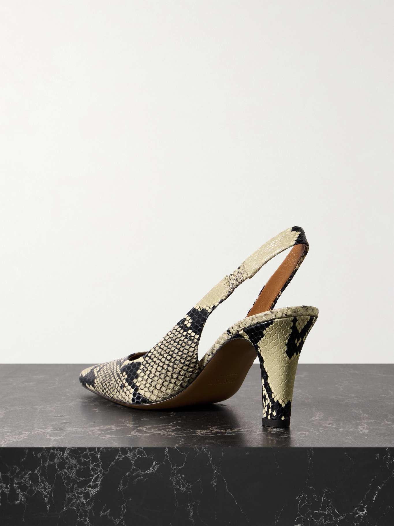 Belle snake-effect leather slingback pumps Snake print - 3