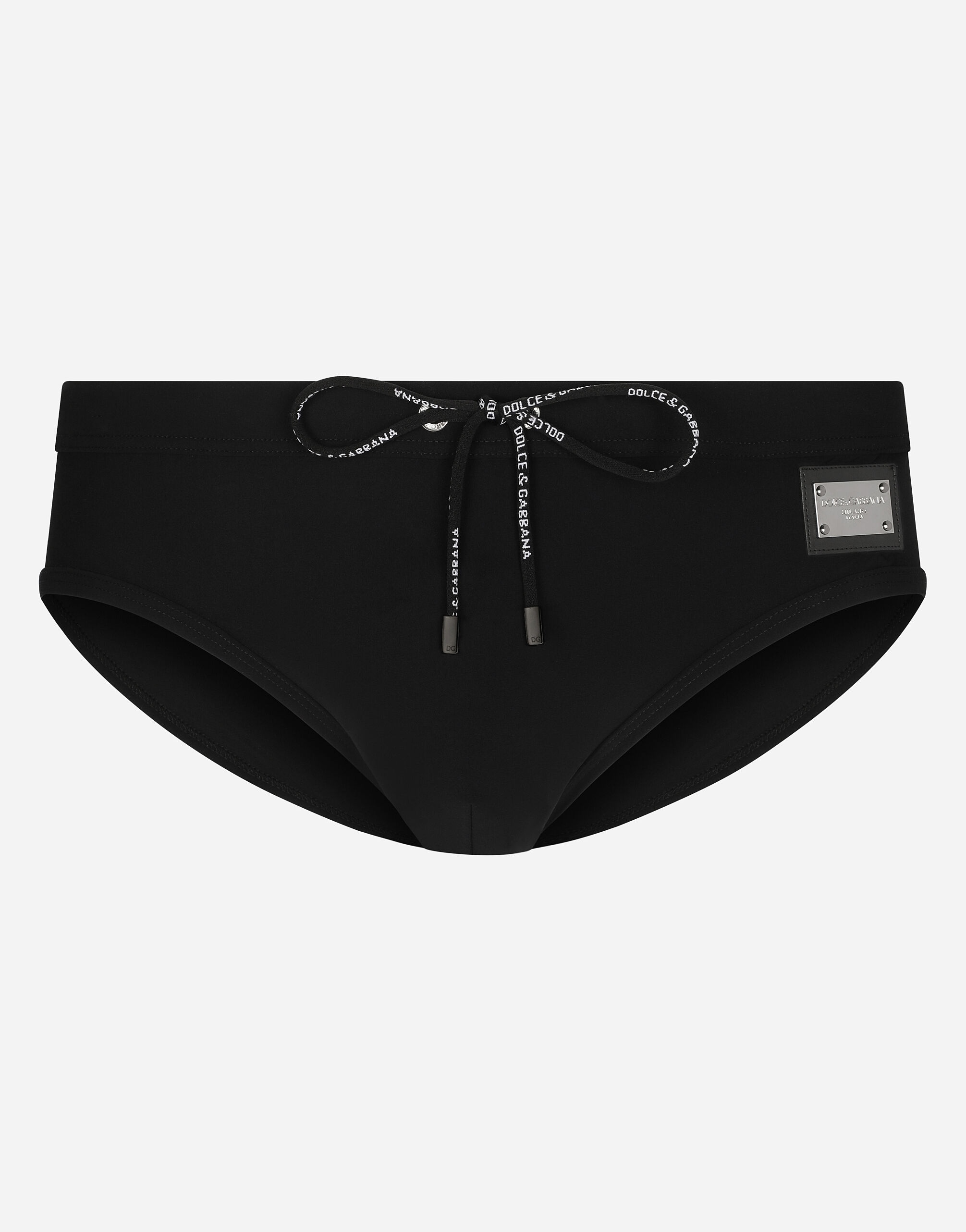 Swim briefs with high-cut leg and branded tag - 1