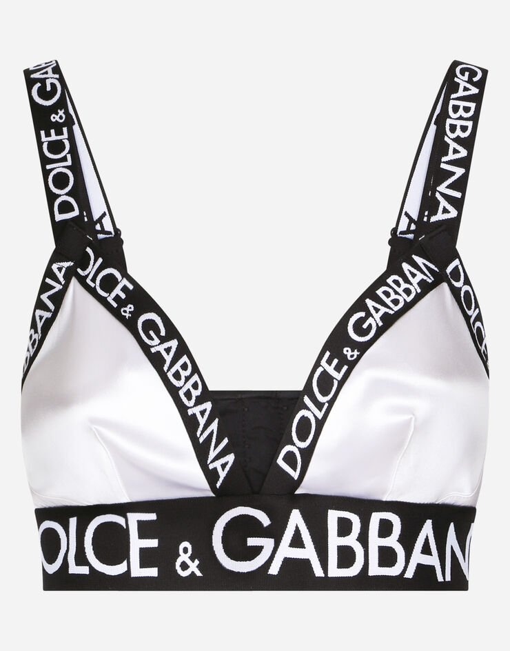 Satin triangle bra with logo - 1