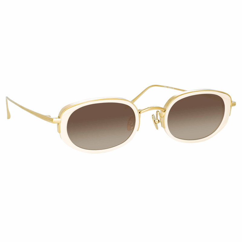 LINDA FARROW Rosie Sunglasses in Cream outlook