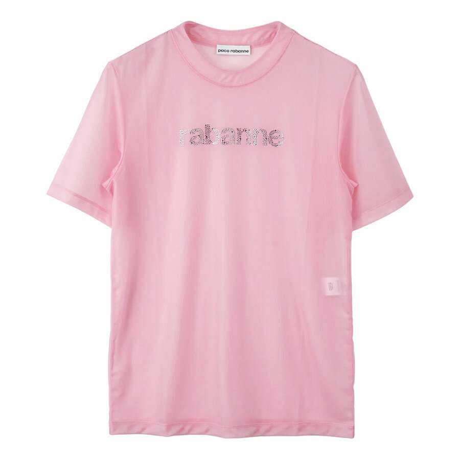 Rabanne Crystal Embellished Logo T-Shirt, Size X-Small - 4
