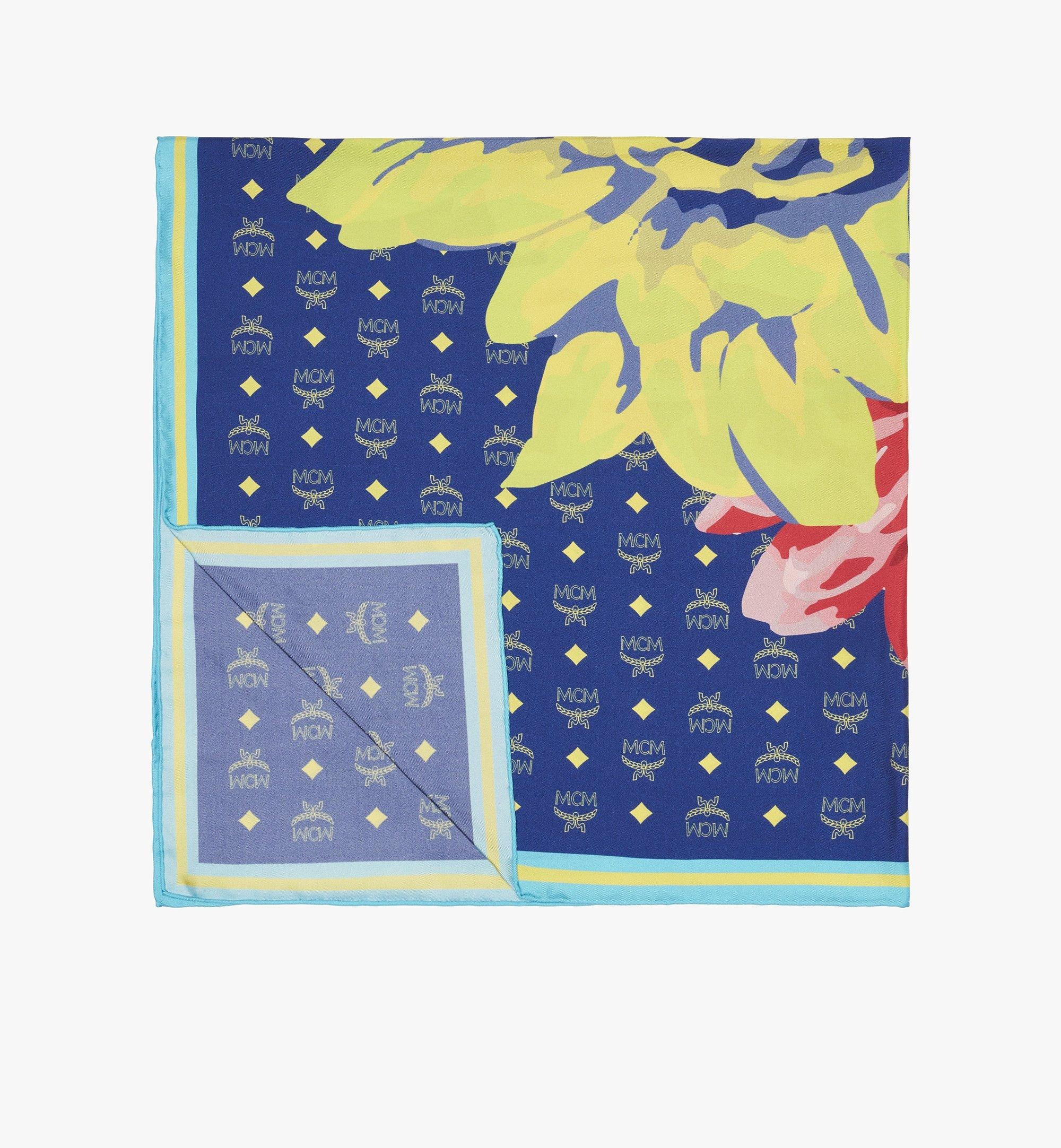 Floral Monogram Print Silk Scarf - 1
