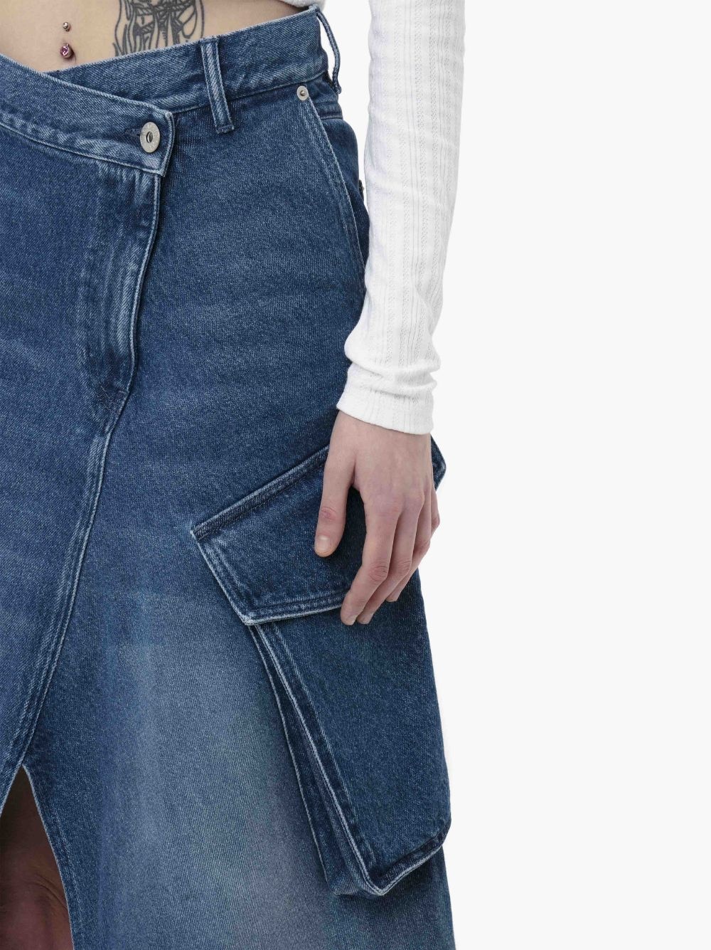 CARGO MIDI DENIM SKIRT - 5