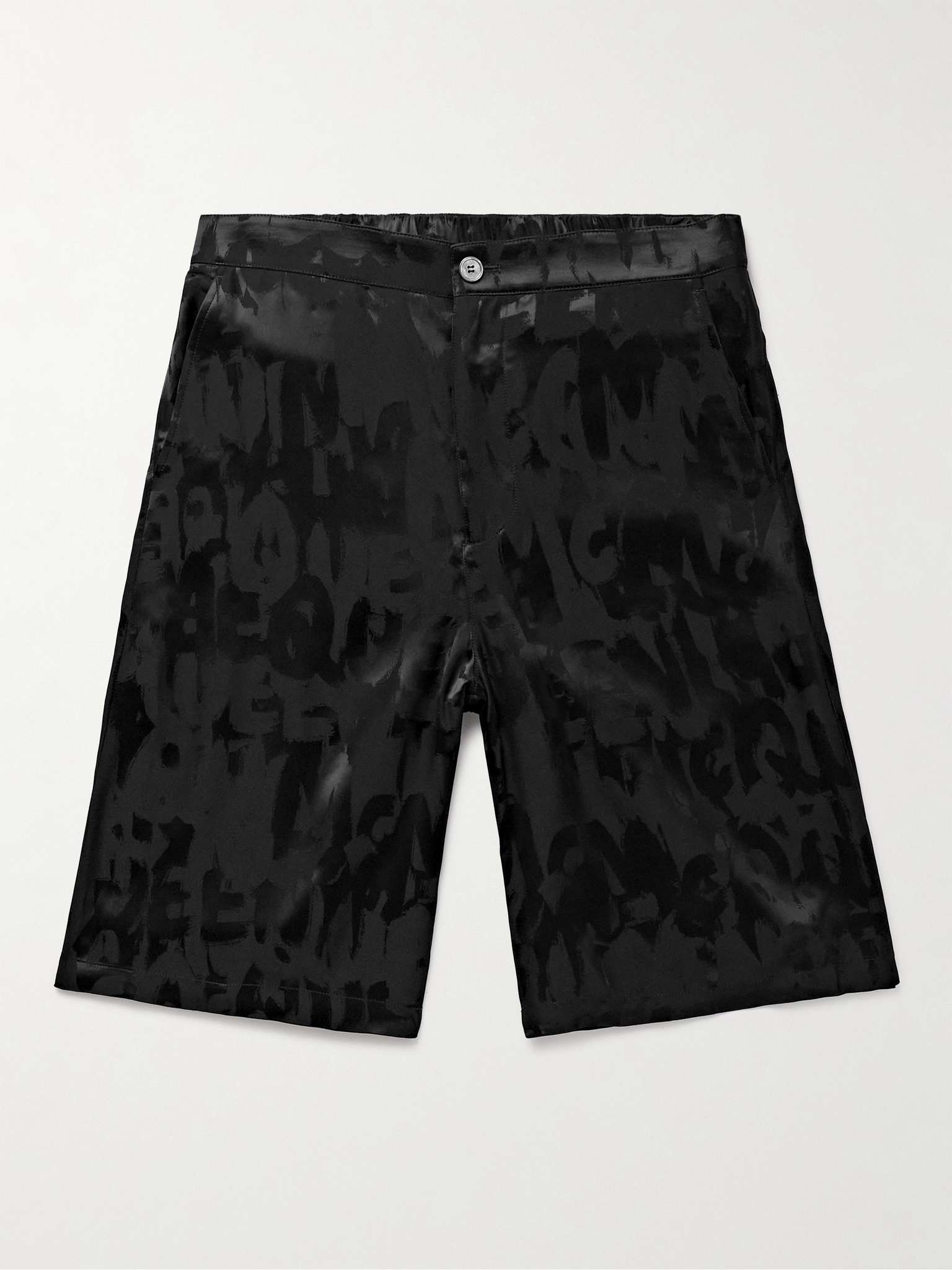 Straight-Leg Logo-Jacquard Satin Shorts - 1