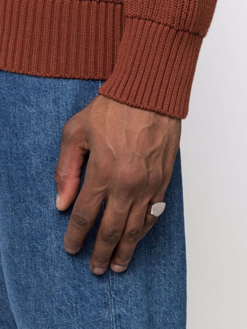 TOM WOOD Shield satin signet ring outlook