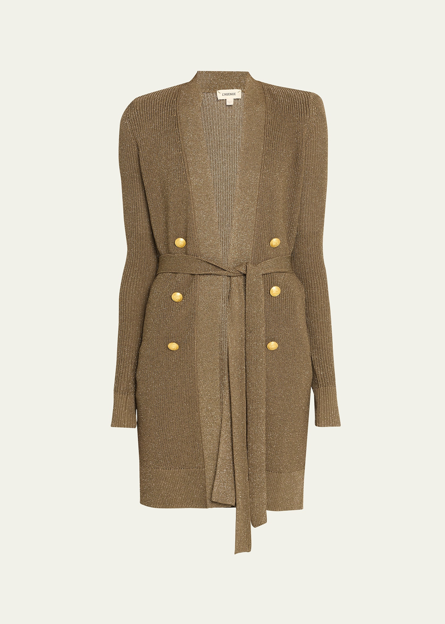 Noe Double-Breasted Metallic-Knit Cardigan - 1