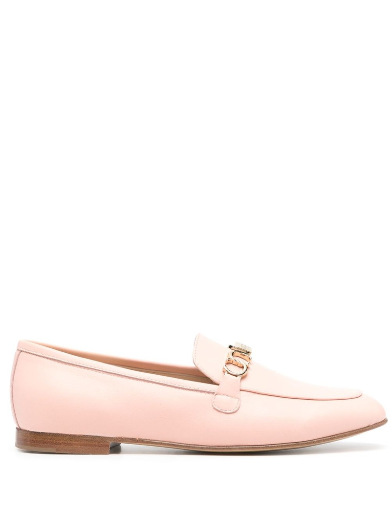 logo plaque leather loafers 1