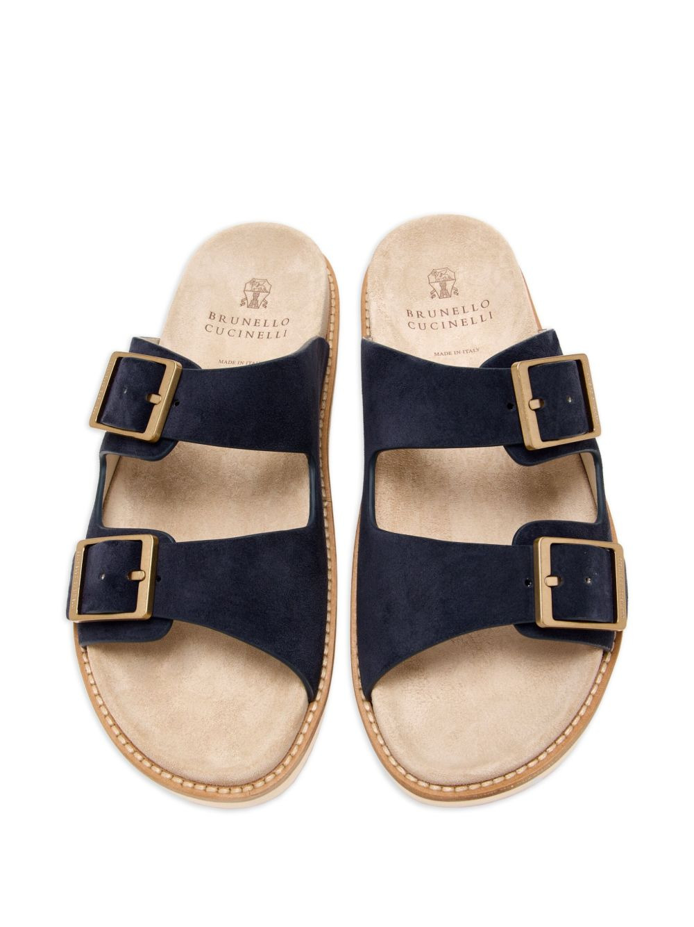double-buckle suede sandals - 3