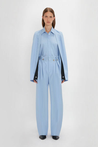 Victoria Beckham Pleat Detail Raglan Shirt In Oxford Blue outlook