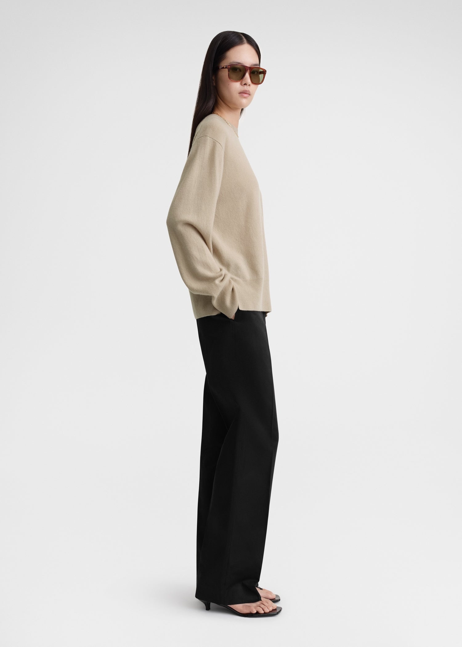Crew-neck cashmere knit fawn - 4