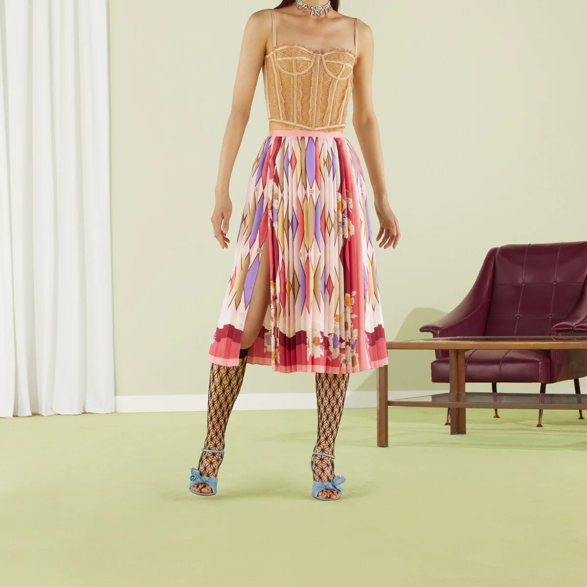 Gucci Lovelight printed pleated silk skirt - 6