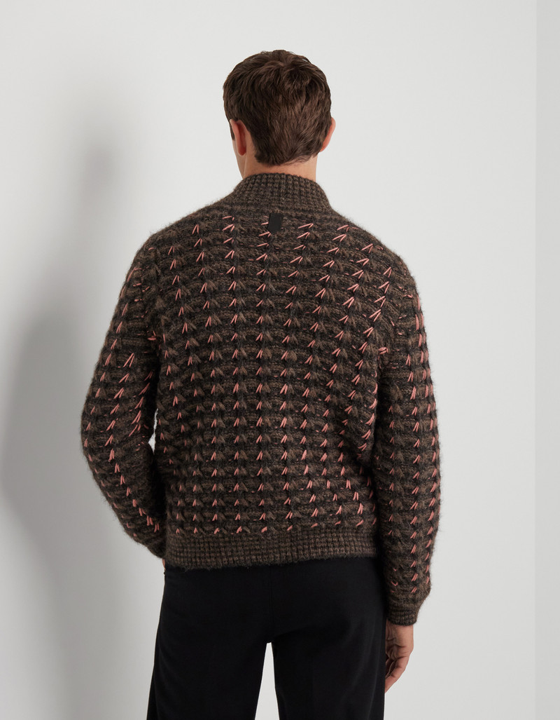 PATTERNED ALPACA AND WOOL BLEND MACRO JACQUARD CARDIGAN 4