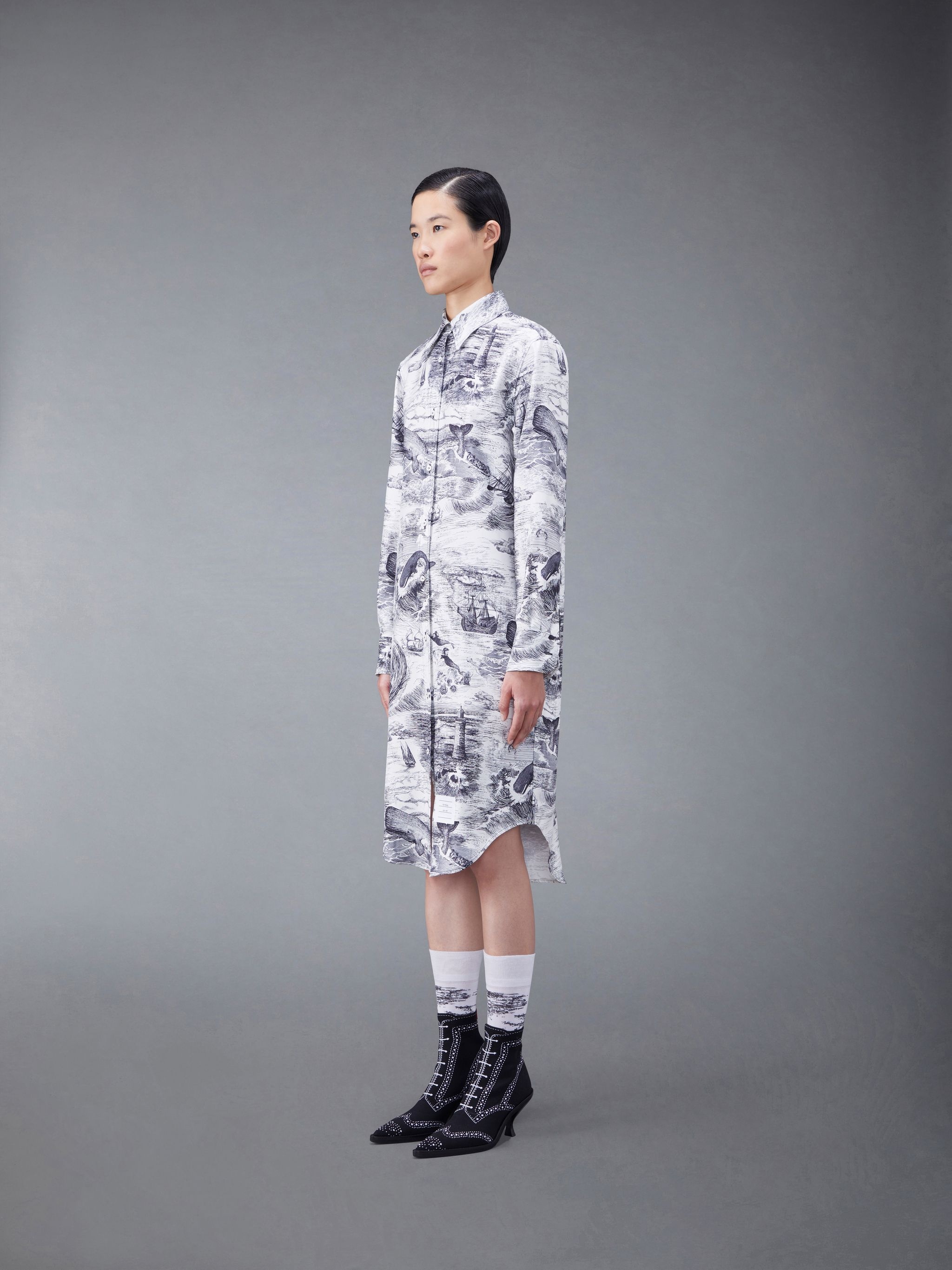 Nautical Silk Twill Toile Easy Fit Shirtdress - 2