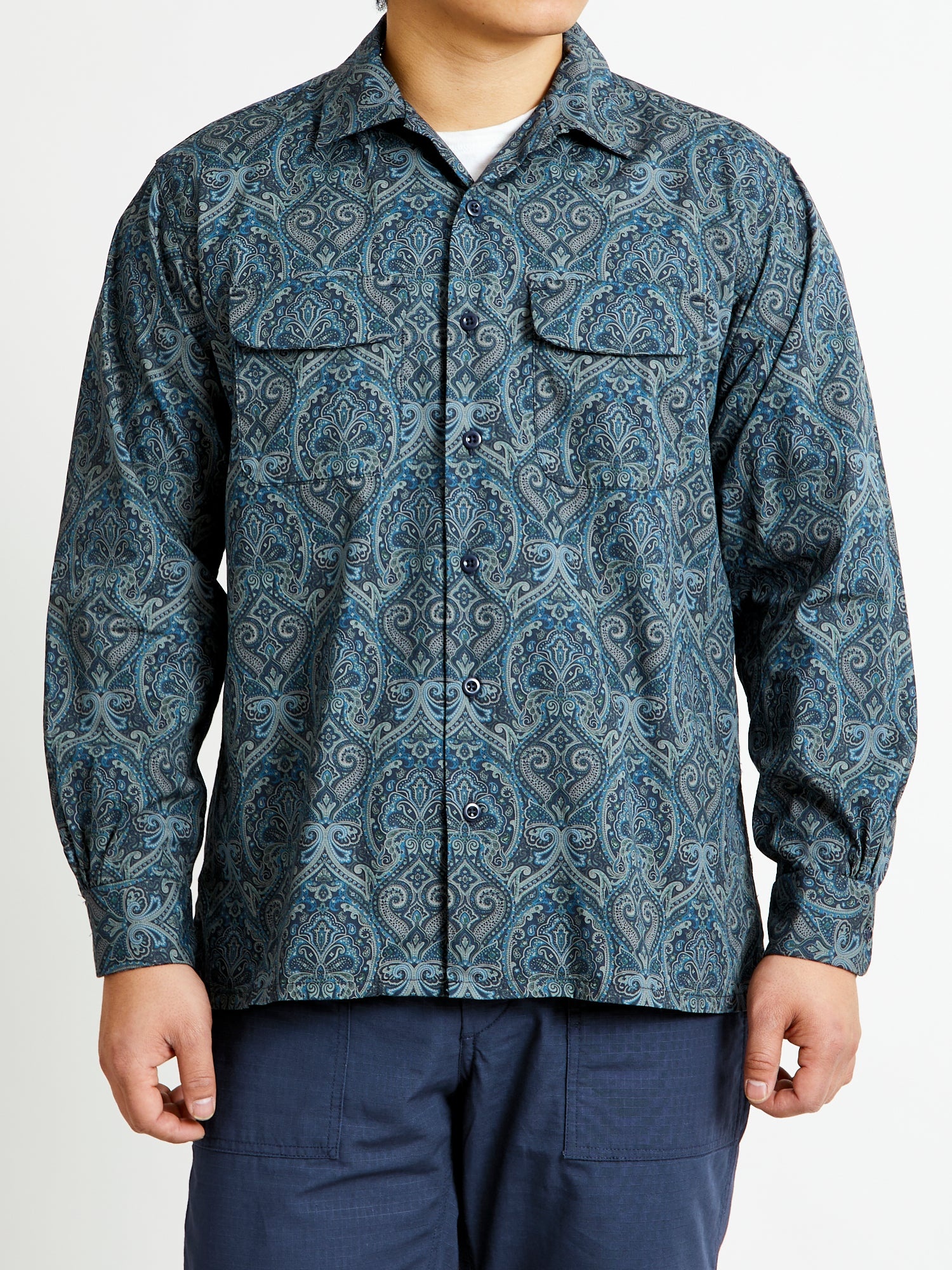 Classic Shirt in Navy Cotton Paisley Print - 2