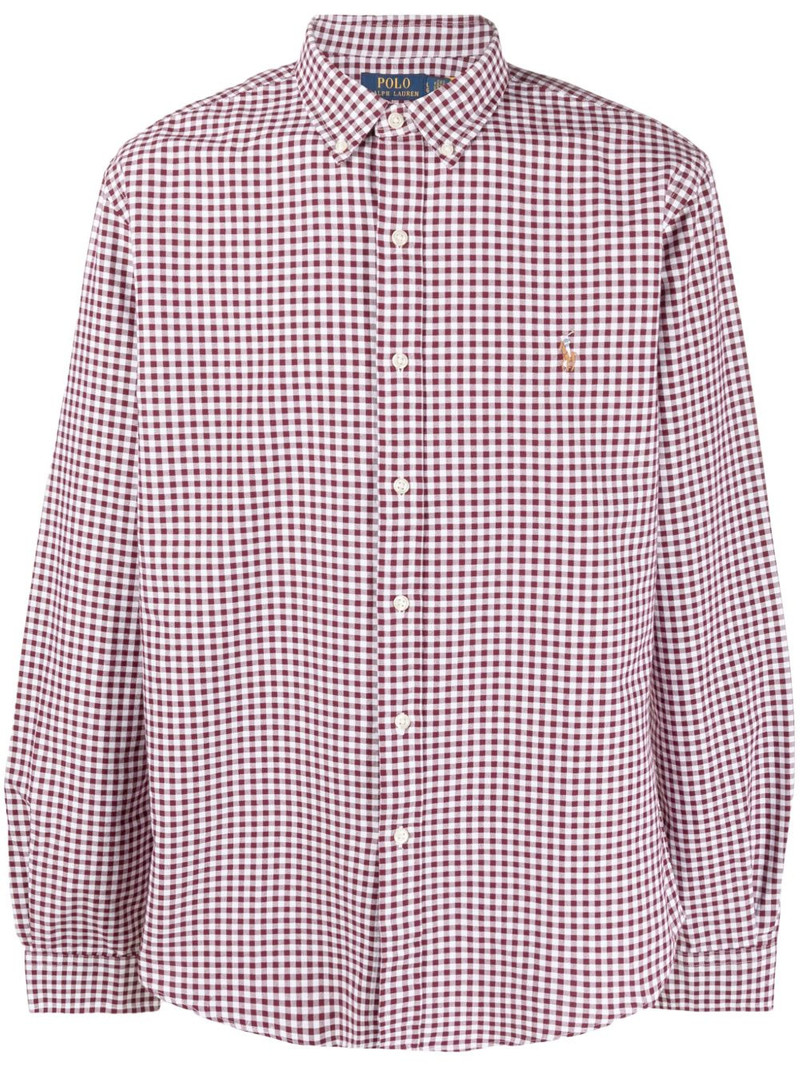 logo-embroidered check-print shirt 1