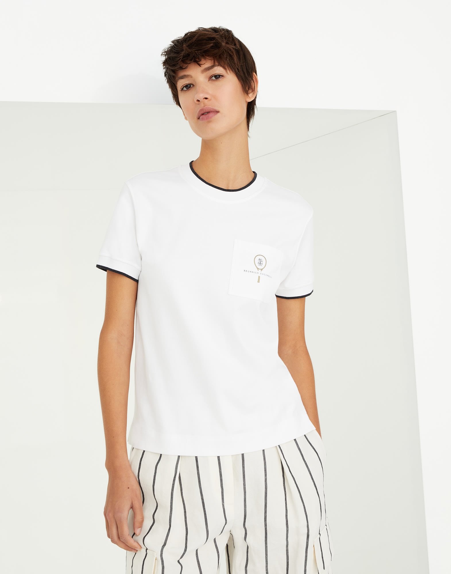 Cotton interlock t-shirt with tennis logo - 1