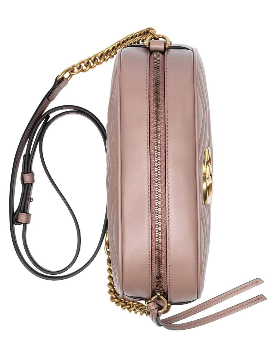 GG Marmont Small Matelassé Zipped Dusty Pink Shoulder Bag - 4