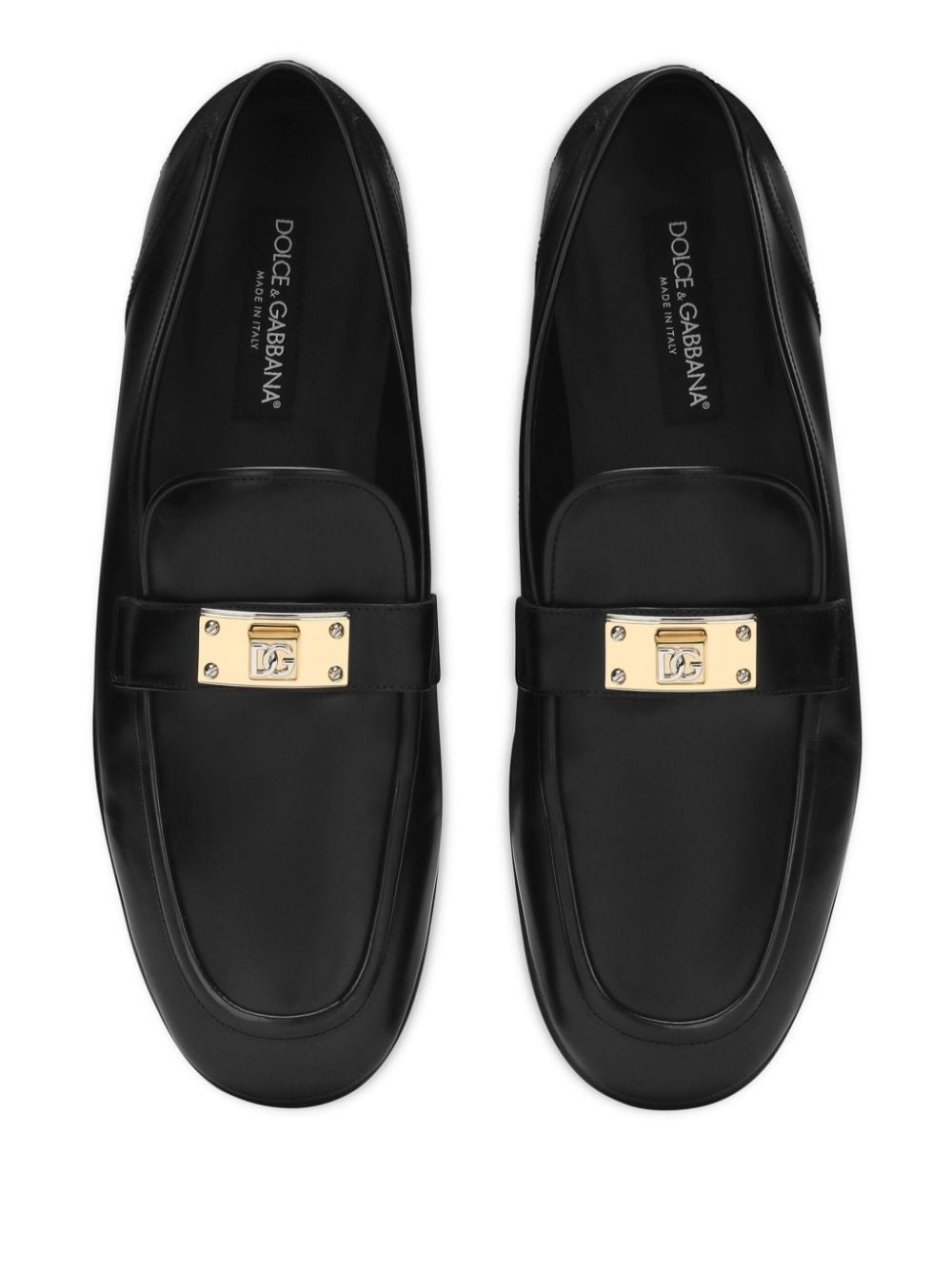 logo-plaque leather loafers - 4