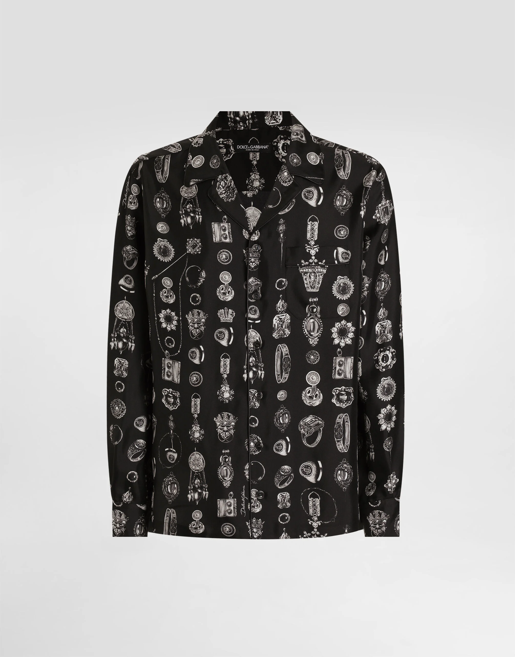 Jewel-print silk twill vanity shirt - 1