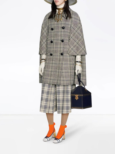 GUCCI checkered double-breasted cape coat outlook