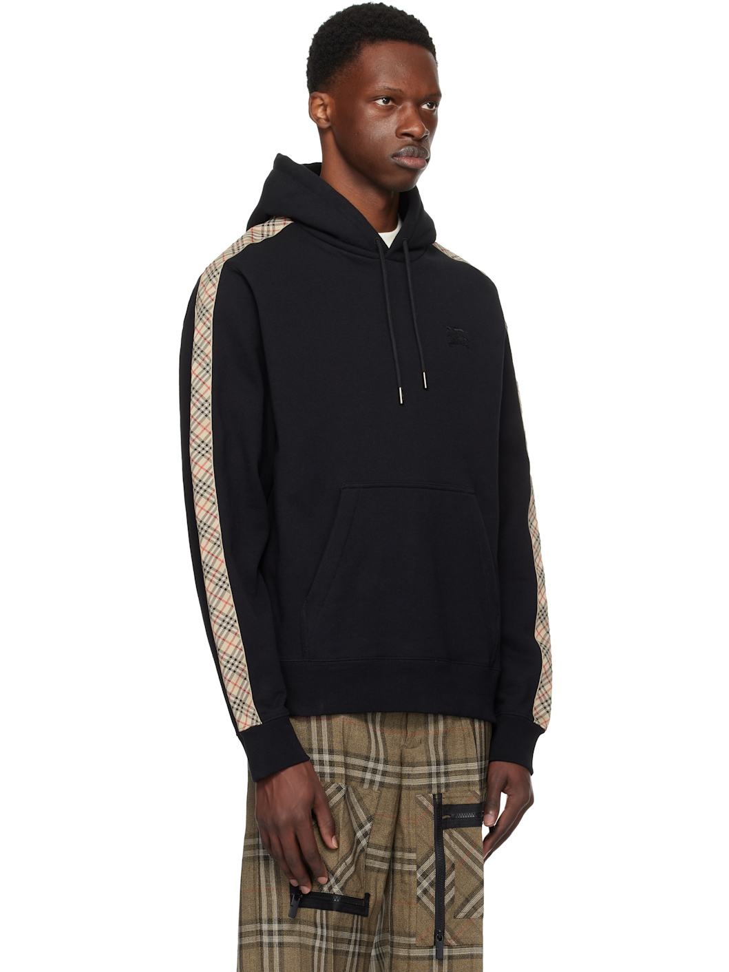 Black Check Tape Hoodie - 2