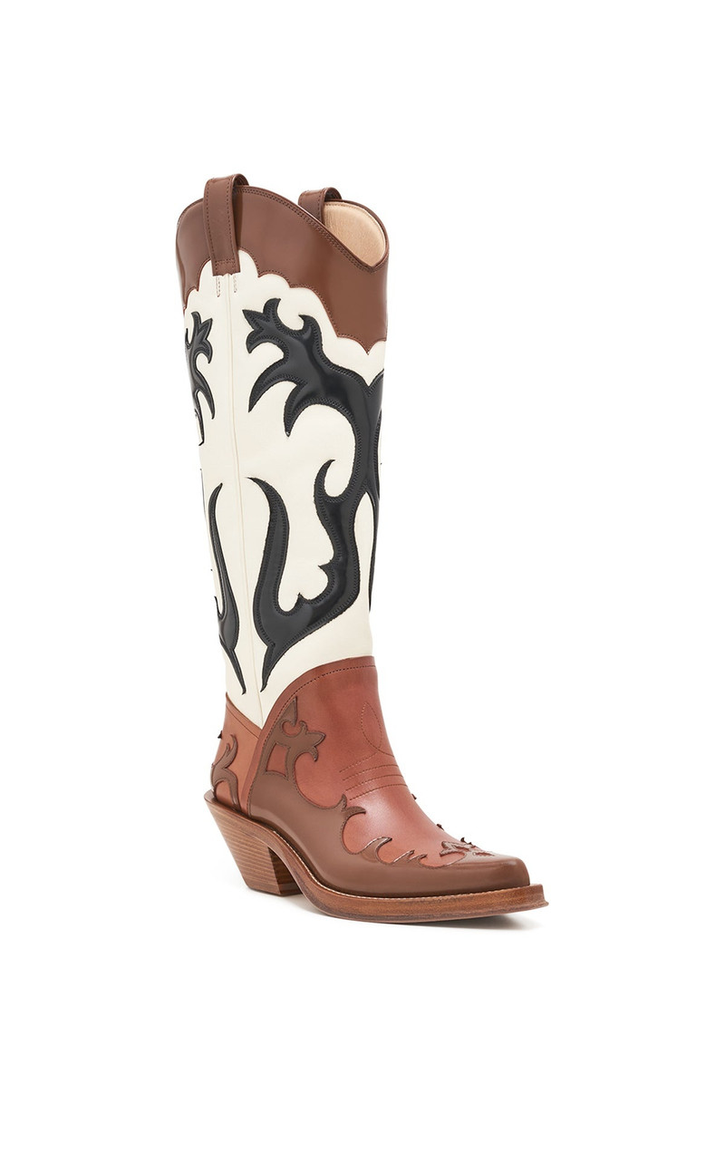 Capitana Cowboy Boot in Cognac Multi Leather 2